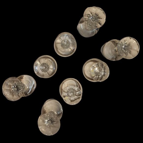 Set Of 8 Cristalline Bohemia Czech Crystalex Glasses Gold Rim 1970s Vintage - Picture 8 of 9